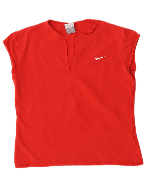 NIKE T-shirt court pour femme UK 16/18 XL Rouge Coton