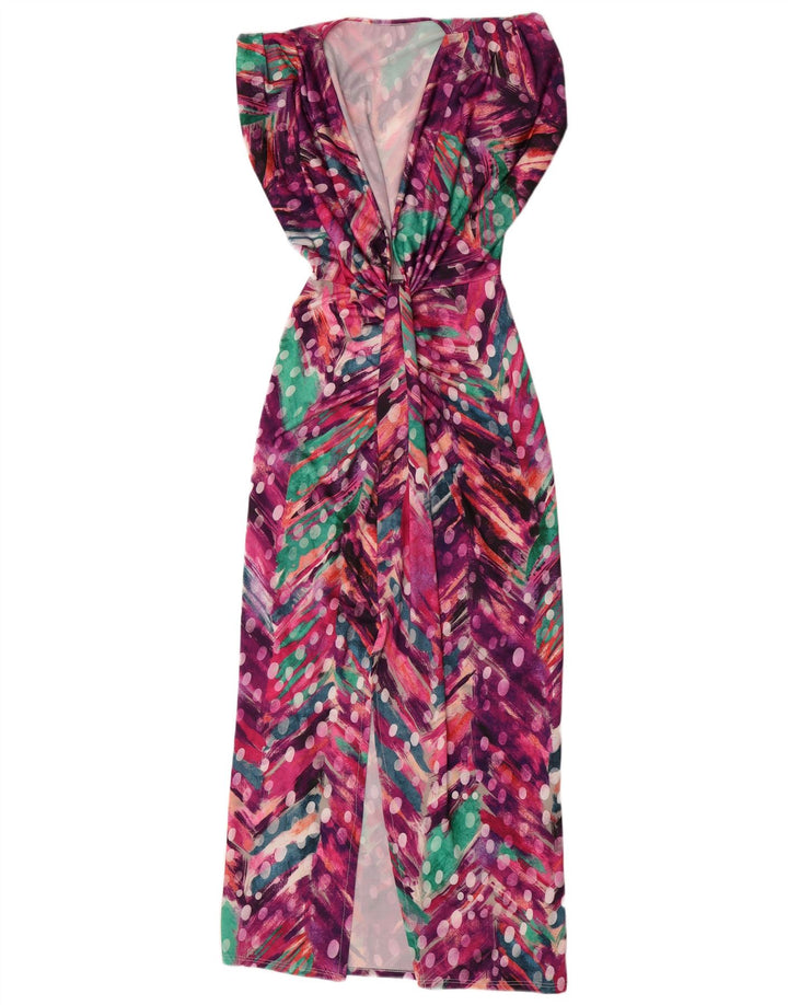 Robe fourreau à motif abstrait vintage pour femmes UK 12 Moyen Multicolore