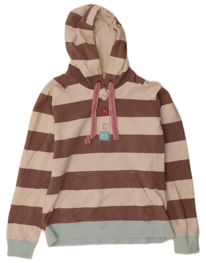 JOULES Pull à capuche coupe classique pour femme UK 12 Marron moyen rayé