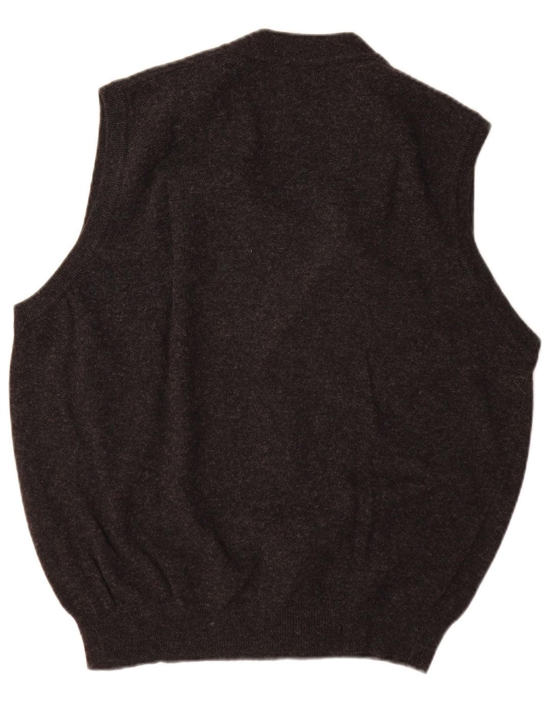 Benetton Pull Cardigan Sans Manches Homme Gris Moyen Laine Vierge