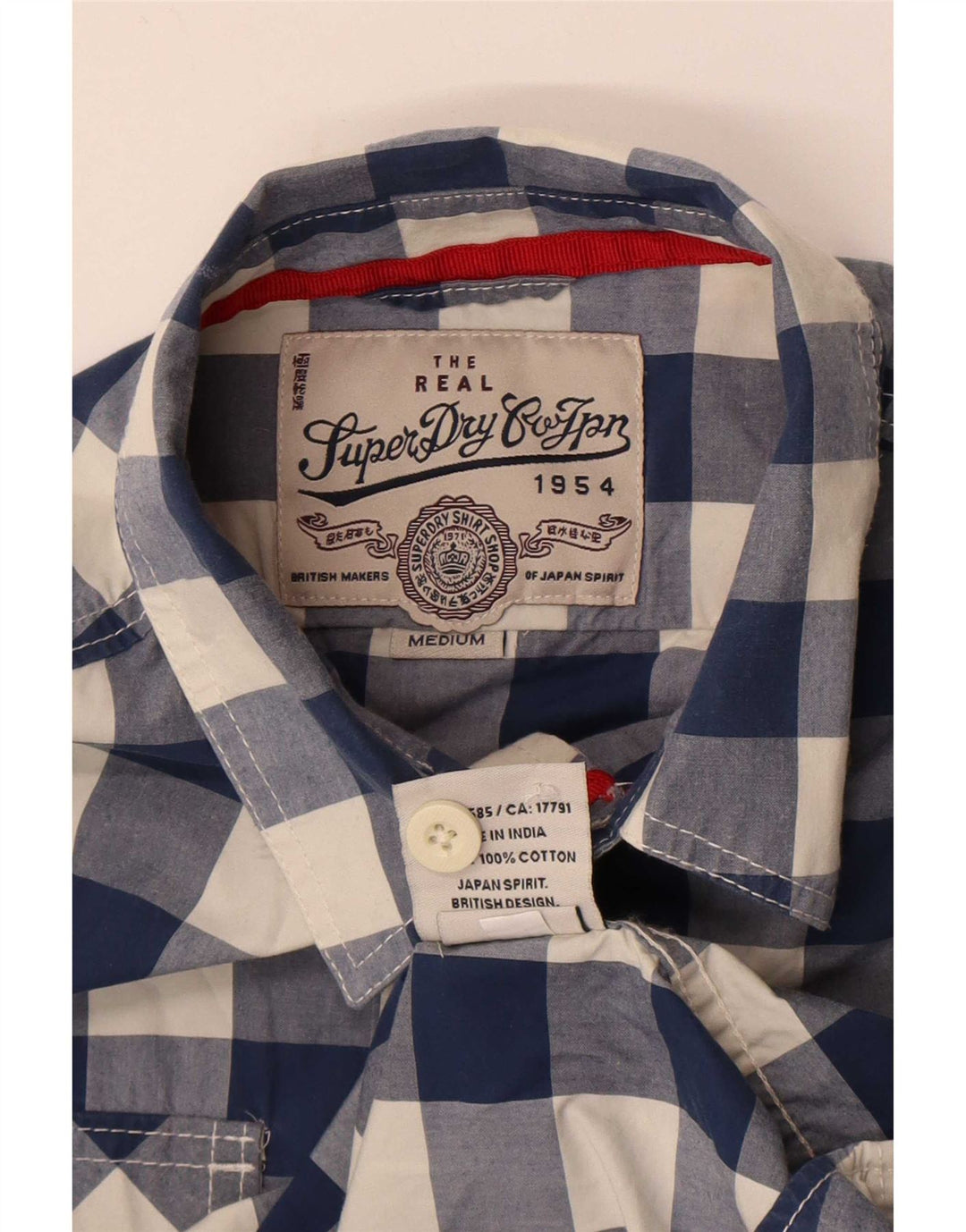 Superdry Chemise Homme Bleu Moyen Vichy Coton