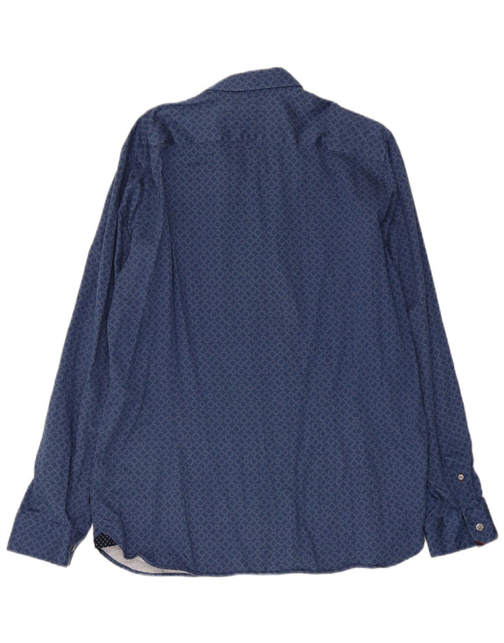 Ted Baker Chemise Homme Taille 5 XL Bleu Géométrique Coton