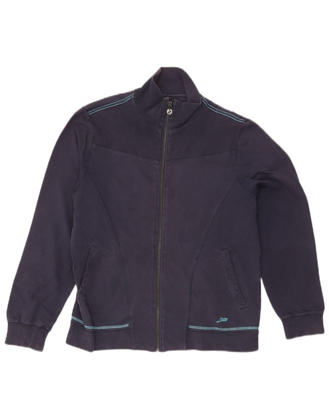 LOTTO Womens Tracksuit Top Jacket UK 14 Medium Navy Blue Vintage Lotto and Second-Hand Lotto from Messina Hembry 