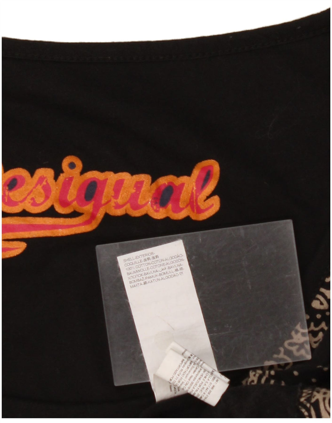 DESIGUAL Robe asymétrique graphique pour femme UK 44 Medium Black Paisley