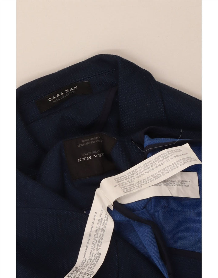 Zara Veste Blazer 2 Boutons Homme EU 46 Petit Bleu Marine Polyester