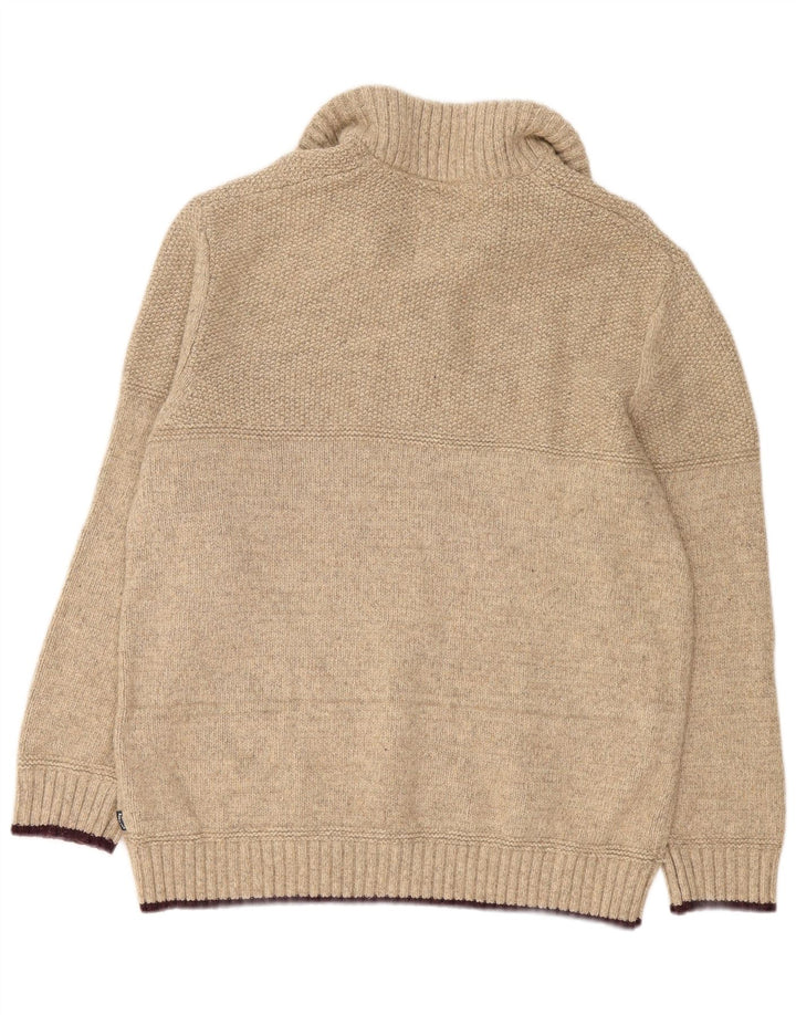 Fat Face Pull col zippé pour homme en laine beige 2XL