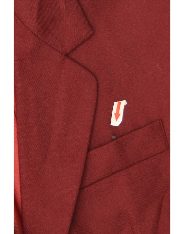 Benetton Veste blazer courte à 2 boutons pour femme IT 44 laine bordeaux moyen