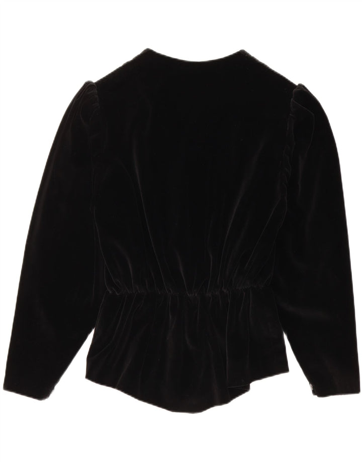 vintage Femmes 3 Bouton Velours Blazer Veste UK 14 Moyen Noir