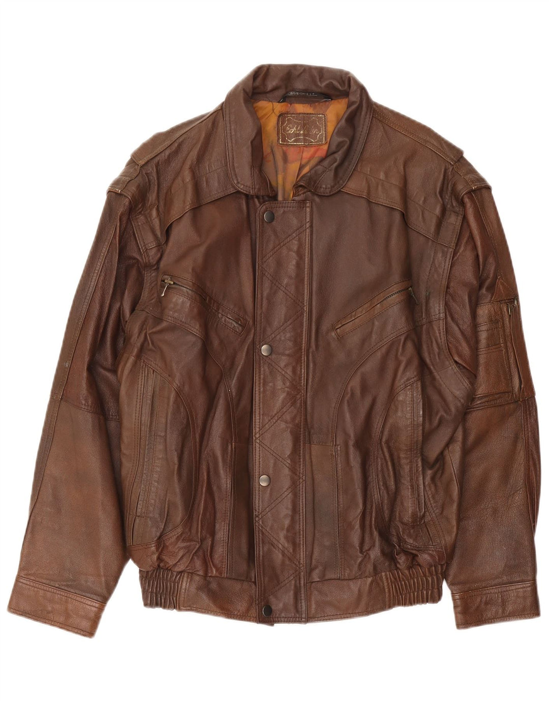 Veste en cuir homme vintage UK 38 Cuir marron moyen Rétro