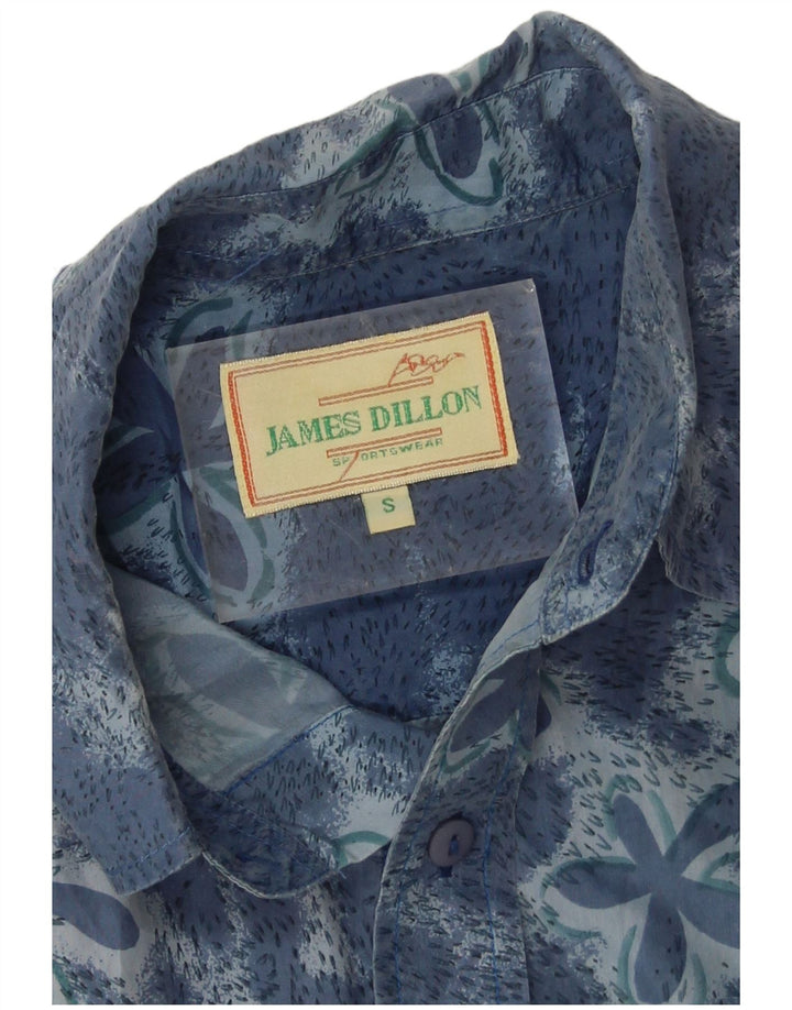 James Dillon Chemise à manches courtes pour homme en soie florale bleue