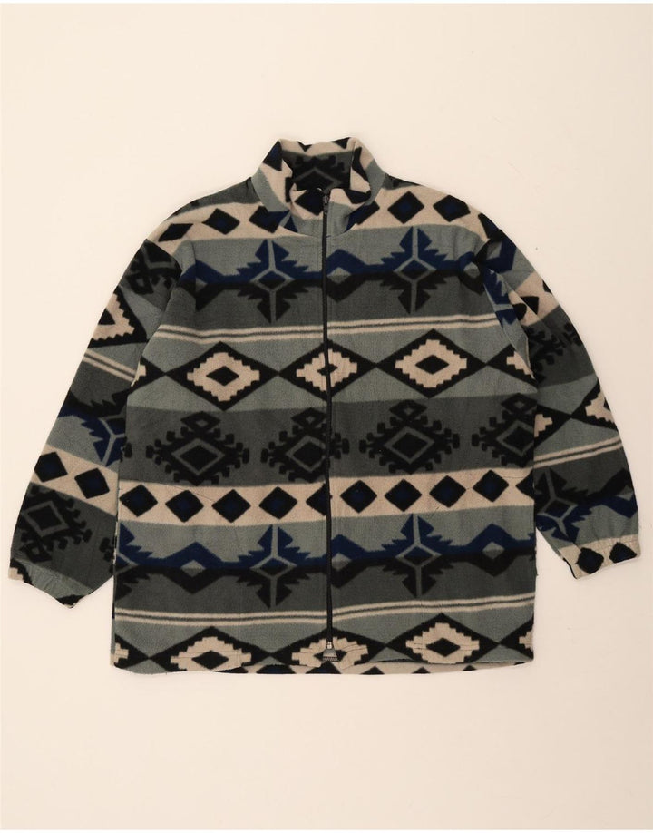 VINTAGE Veste polaire homme UK 42 XL Gris Fair Isle