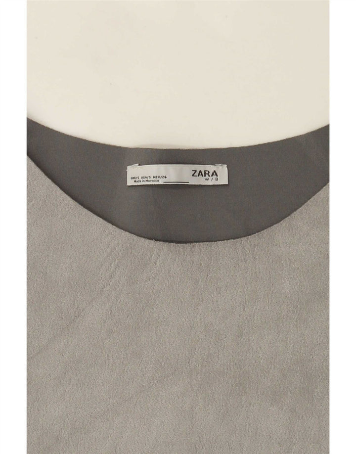 Zara Womens Blouse Top UK 10 Small Gris Colorblock