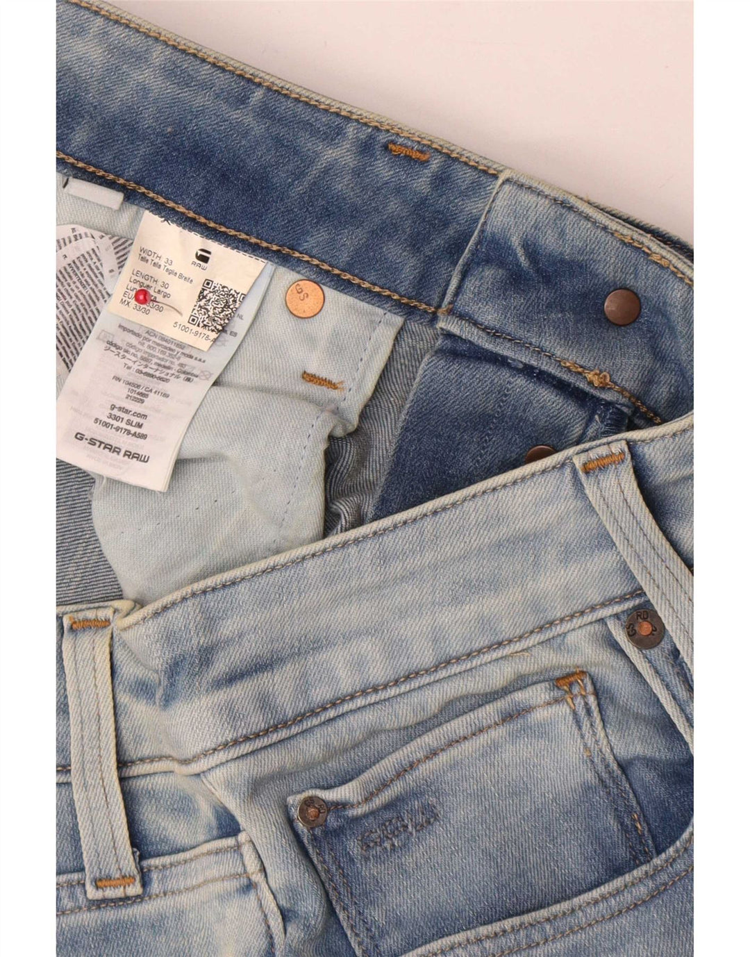 G-Star Jean Slim 3301 Homme W33 L30 Bleu Coton