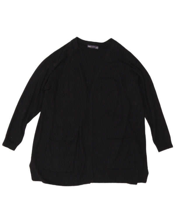 Marks & Spencer Pull Cardigan Ouvert pour Femme UK 18 XL Viscose Noir