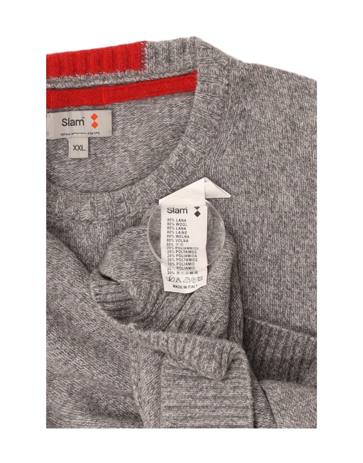 Slam Pull à col rond pour homme 2XL en laine mouchetée gris