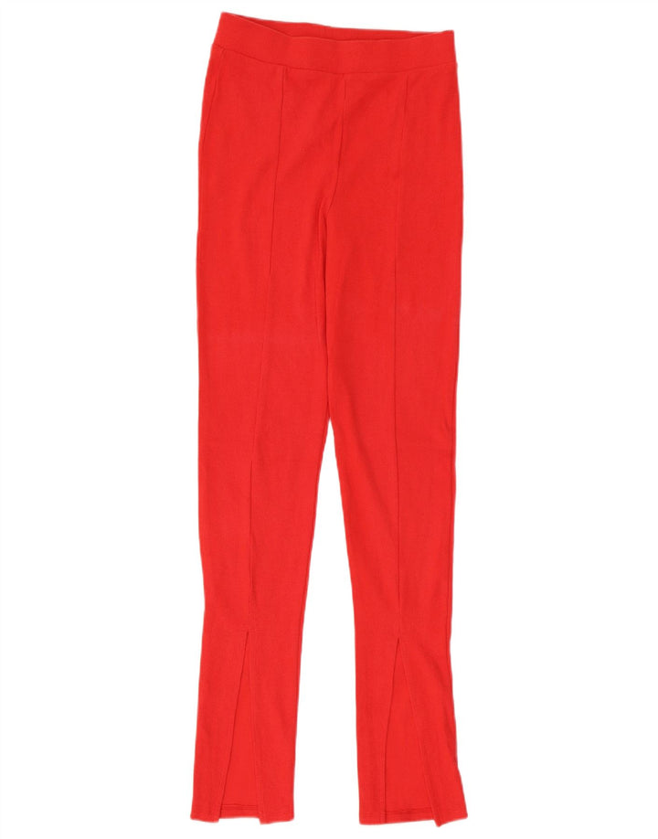 Zara Leggings Femme UK 12 Coton Rouge Moyen