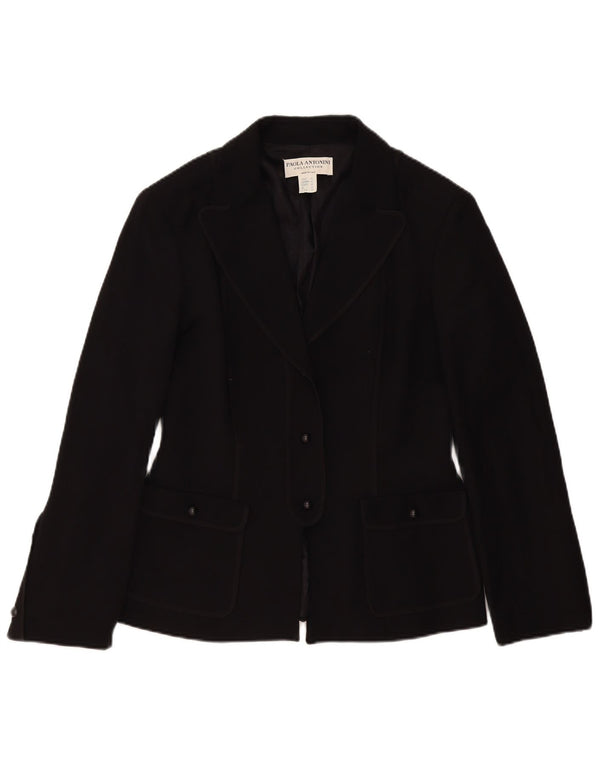 PAOLA ANTONINI Veste Blazer 3 Boutons Femme UK 16 Grande Laine Noire