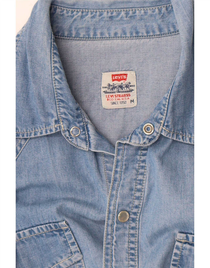 Levi's Chemise en Jean à Manches Courtes Homme Bleu Moyen
