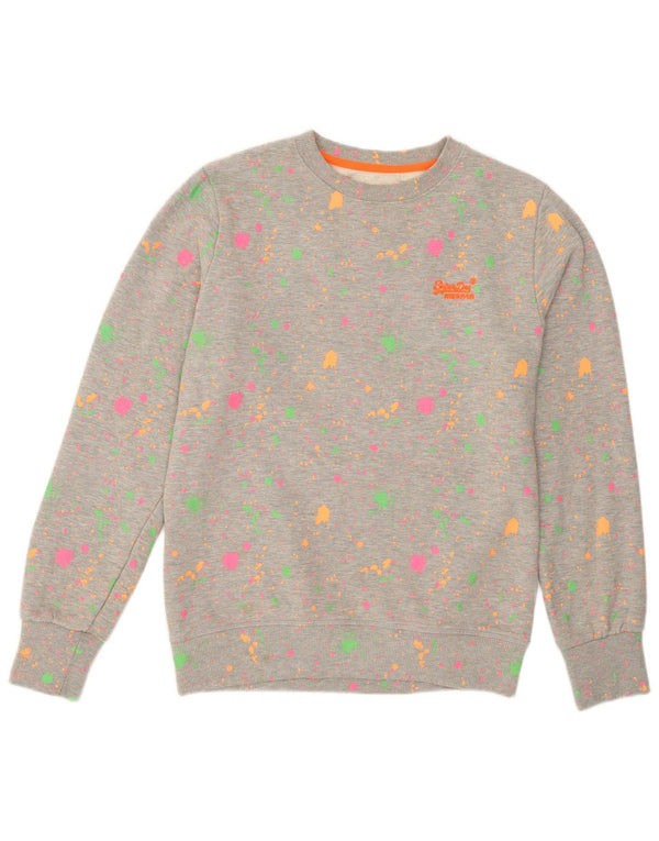 Superdry Sweat-shirt pour femme UK 16 Large Gris à pois en coton