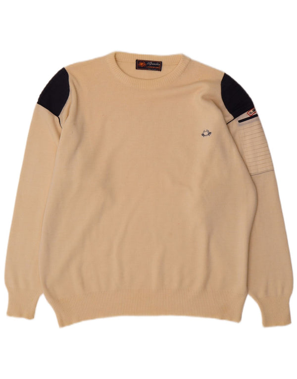 Il Granchio Pull Col Rond Homme XL Laine Colorblock Beige