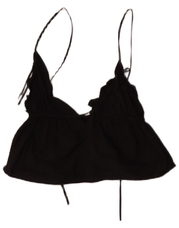 Vintage Femmes Crop Cami Top UK 4 XS Noir