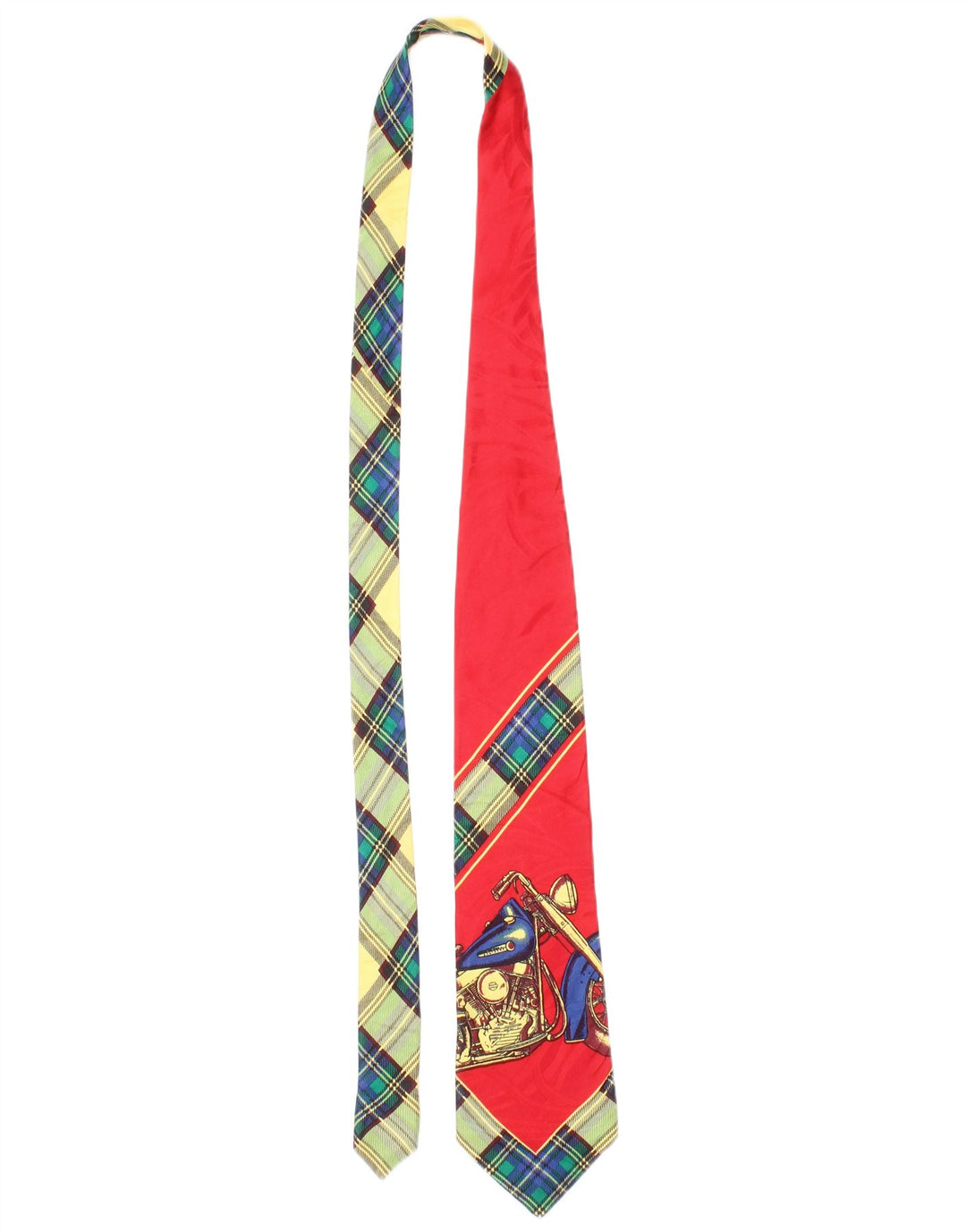 vintage Mens Graphic Tie One Size Rouge Plaid Soie