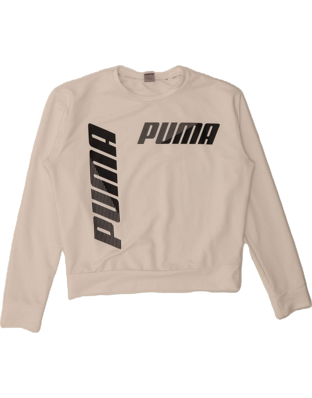 PUMA Girls Graphic Sweatshirt Jumper 15-16 Years White Polyester Vintage Puma and Second-Hand Puma from Messina Hembry 