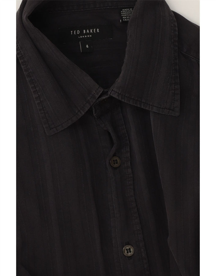 TED BAKER Mens Shirt Size 4 Large Black Pinstripe