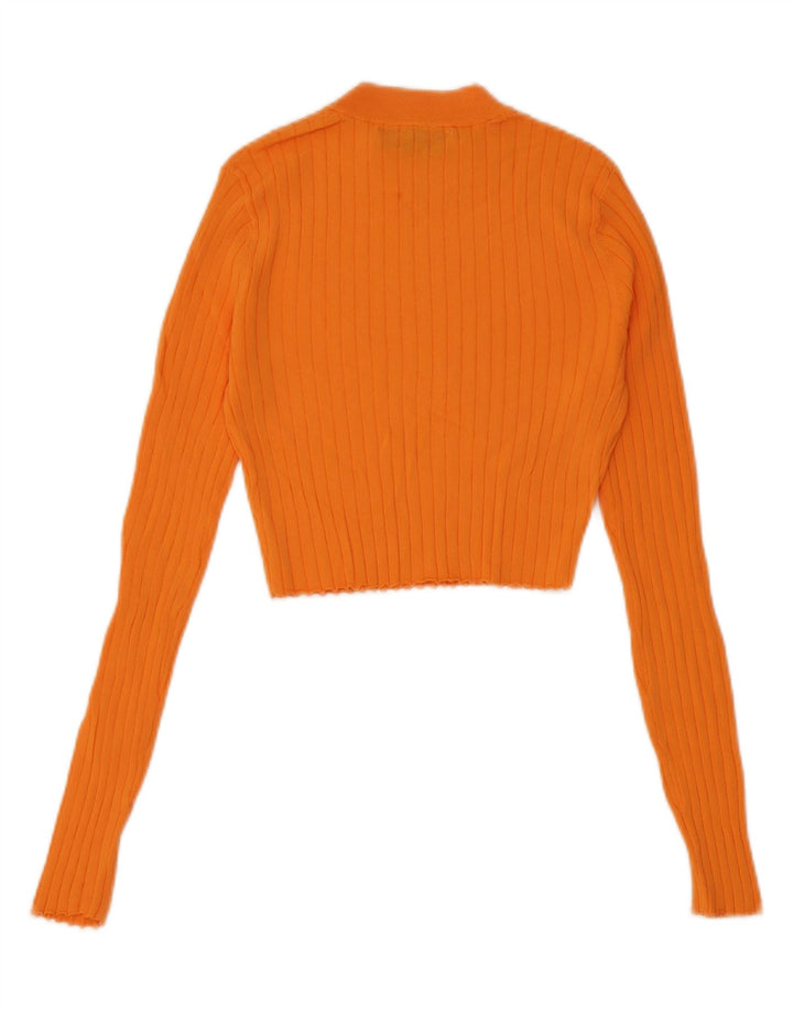 Zara Womens Crop Top Manches Longues UK 8 Petit Orange
