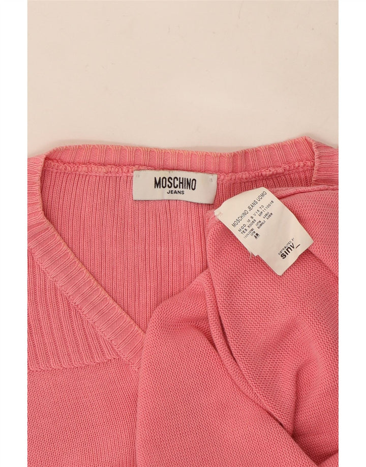 MOSCHINO Pull col V Homme Petit Rose Coton