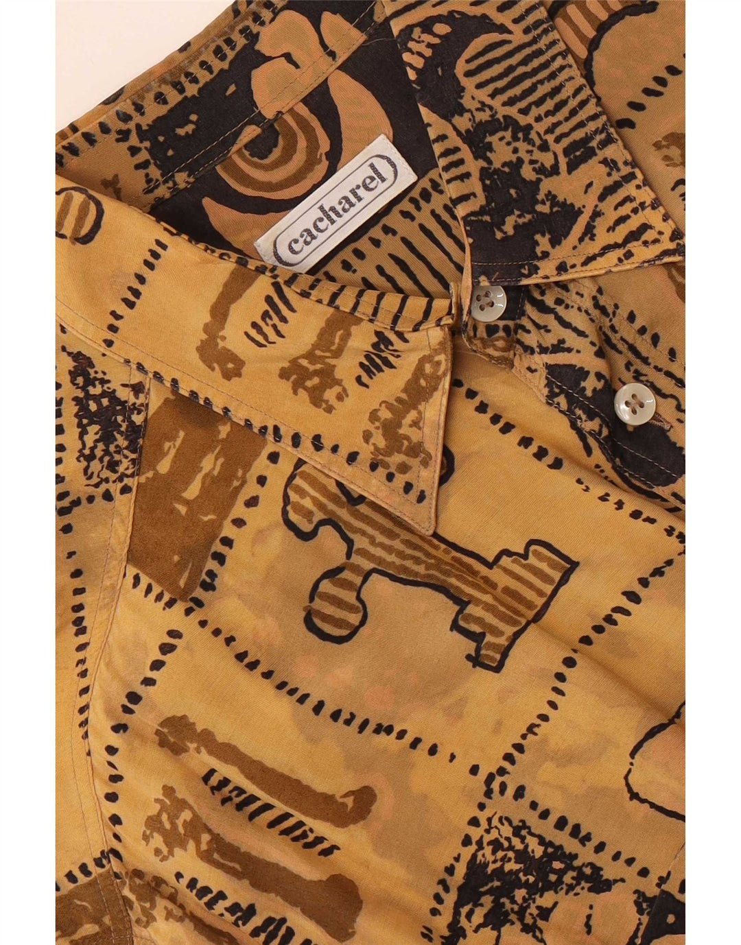 Cacharel Chemise à manches courtes pour homme Taille 15 1/2 39 Marron moyen géométrique