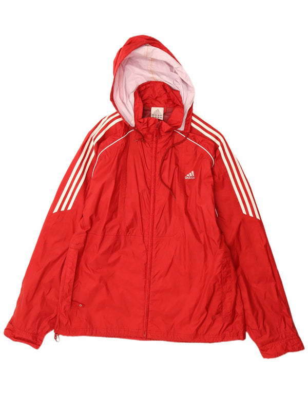 Adidas Veste de pluie à capuche pour homme UK 44/46 Large Rouge Polyamide