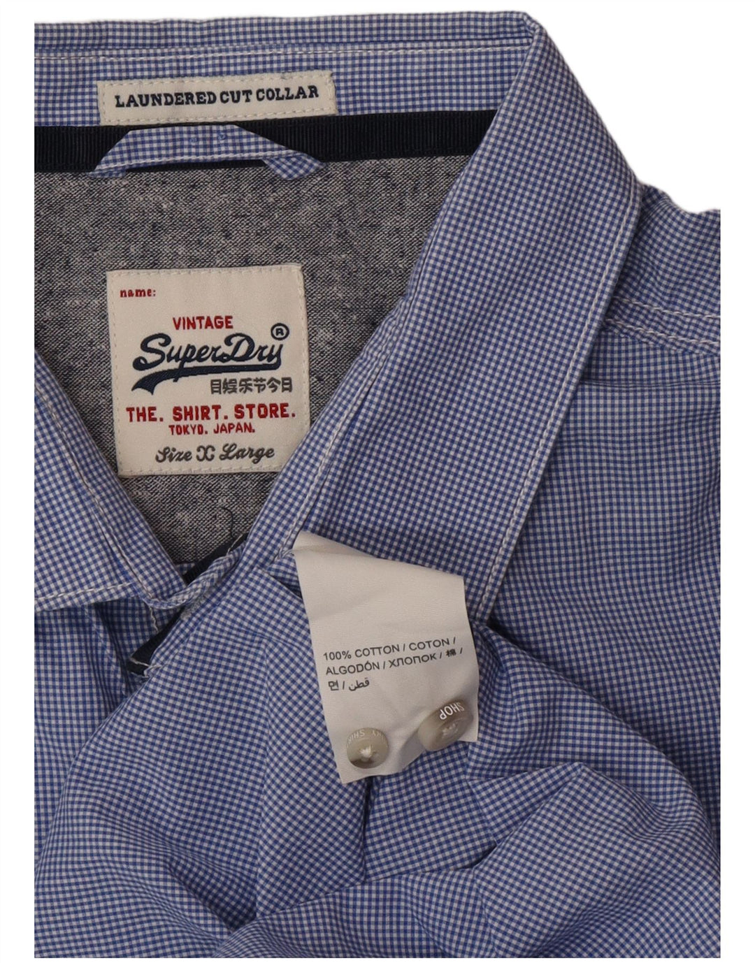 SUPERDRY Chemise Homme XL Bleu Vichy Coton