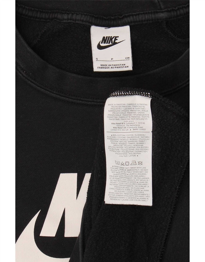 Nike Sweat-shirt surdimensionné graphique pour femme UK 10 Petit coton noir