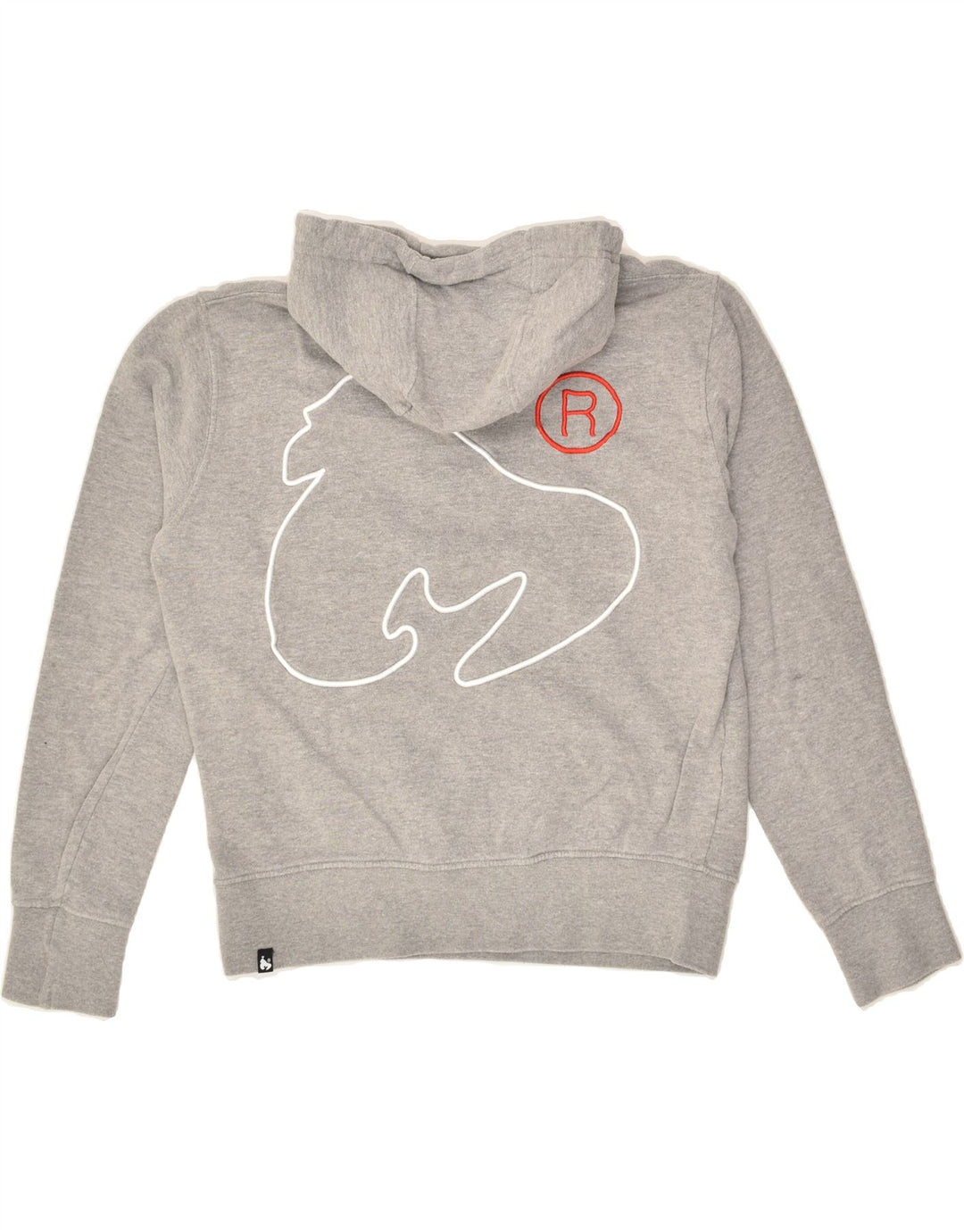 MONEY Womens Graphic Hoodie Jumper UK 10 Small Grey Cotton | Vintage Money | Thrift | Second-Hand Money | Used Clothing | Messina Hembry 