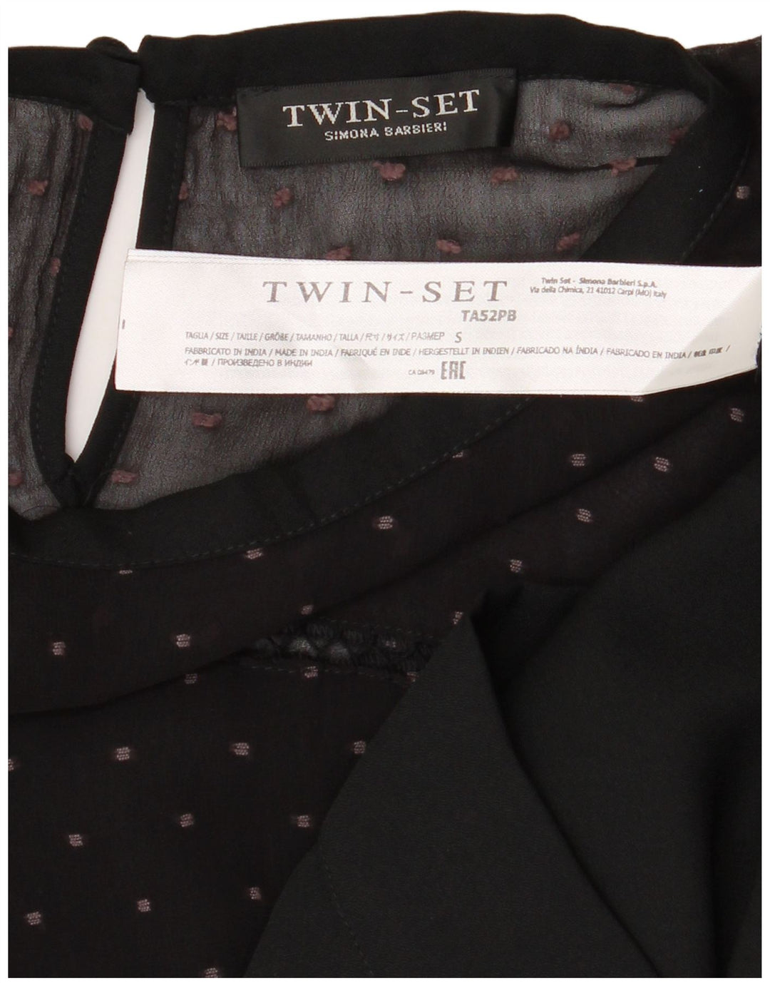 Simona Barbieri Haut chemisier Twin-Set pour femme UK 10 Petit Noir à pois