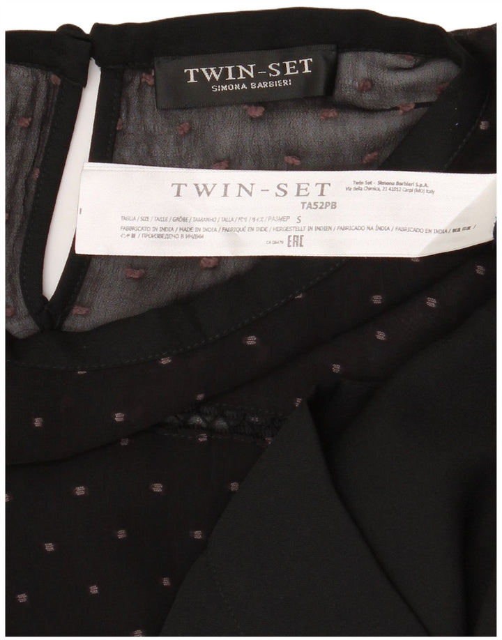 Simona Barbieri Haut chemisier Twin-Set pour femme UK 10 Petit Noir à pois