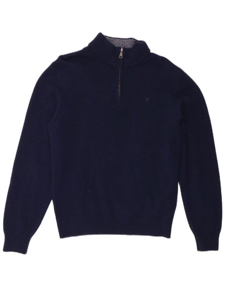 Hackett Pull Col Zippé Homme Bleu Marine Moyen Laine d'Agneau