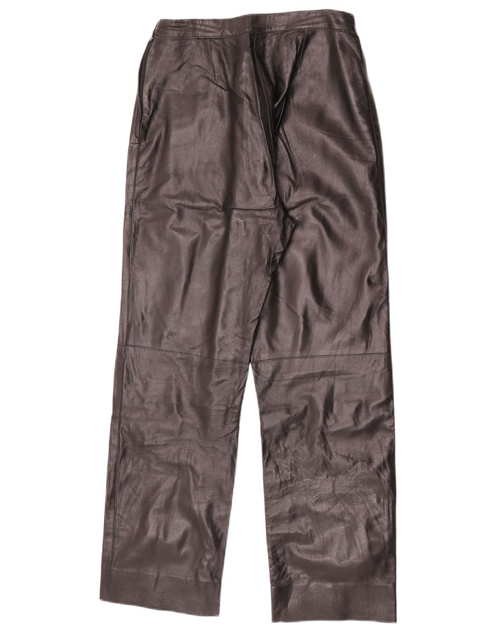 Pantalon droit en cuir femme vintage W27 L27 Noir