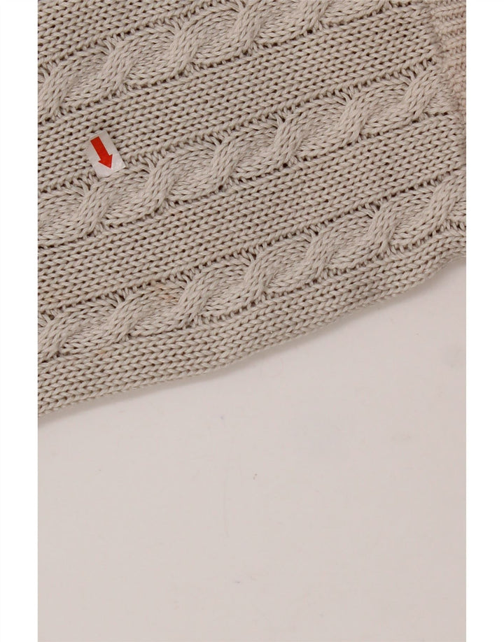 VINTAGE Femme Crew Neck Jumper Pull UK 14 Moyen Gris Fair Isle Coton