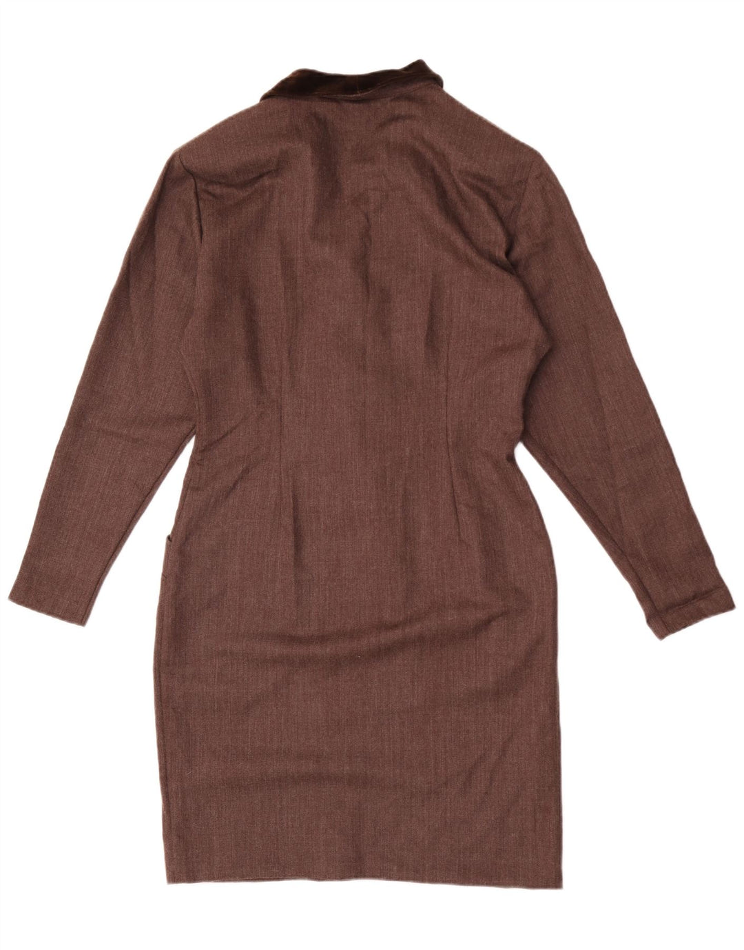Robe chemise femme vintage UK 12 laine marron moyen