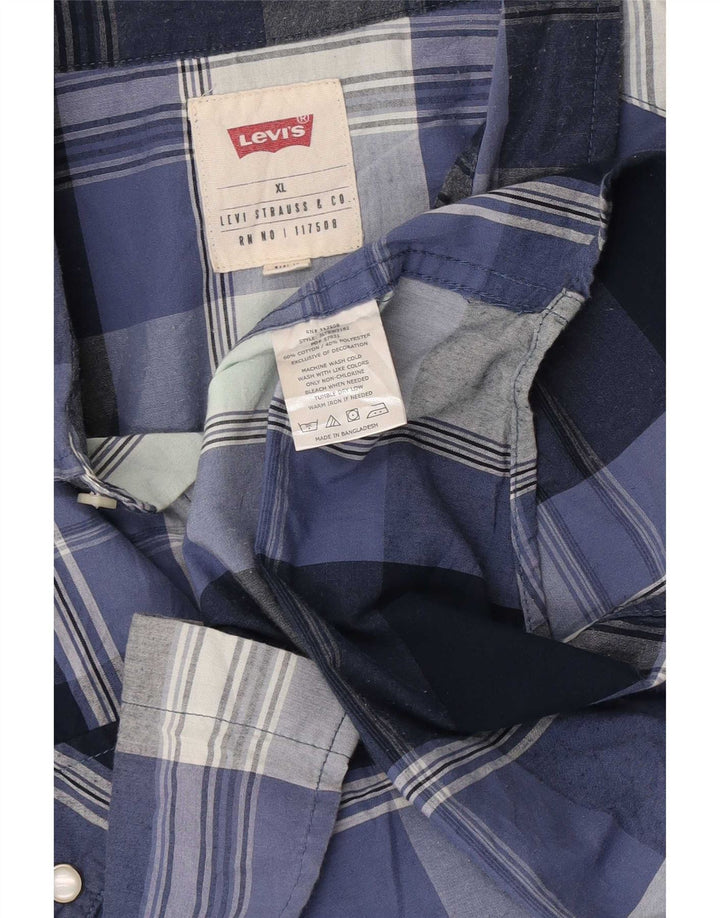 Levi's Chemise à Manches Courtes Homme XL Bleu Carreaux Coton