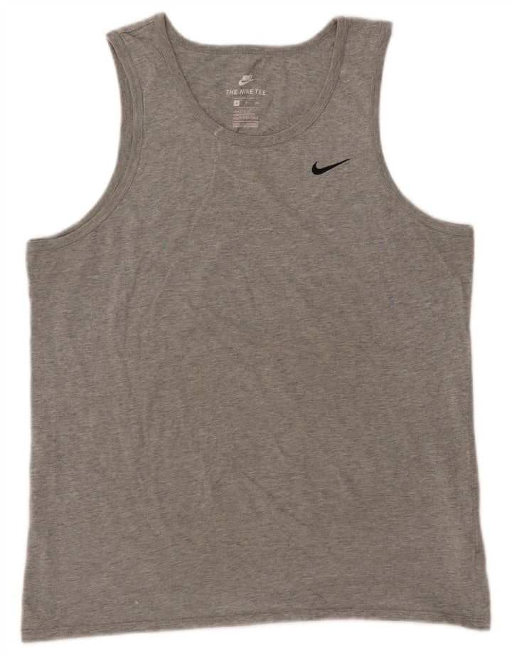 NIKE Débardeur coupe athlétique pour homme, petit, gris, coton moucheté