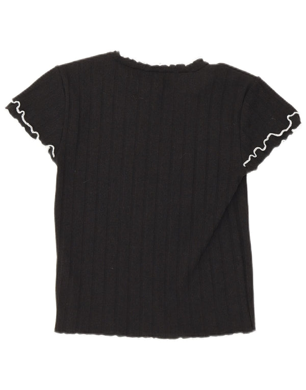 Zara Womens Crop T-Shirt Top UK 12 Polyester Noir Moyen