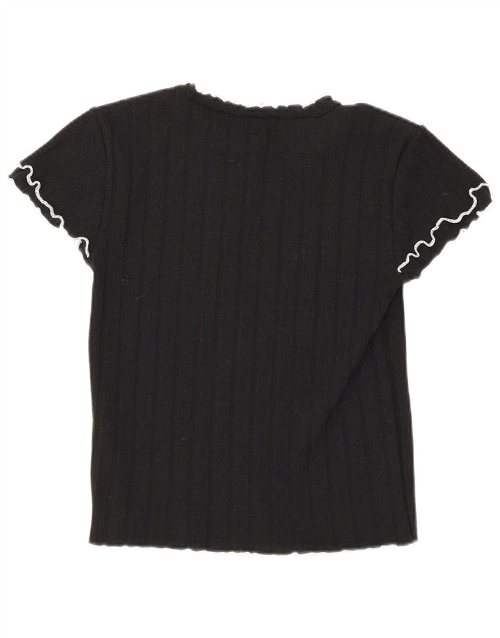 Zara Womens Crop T-Shirt Top UK 12 Polyester Noir Moyen