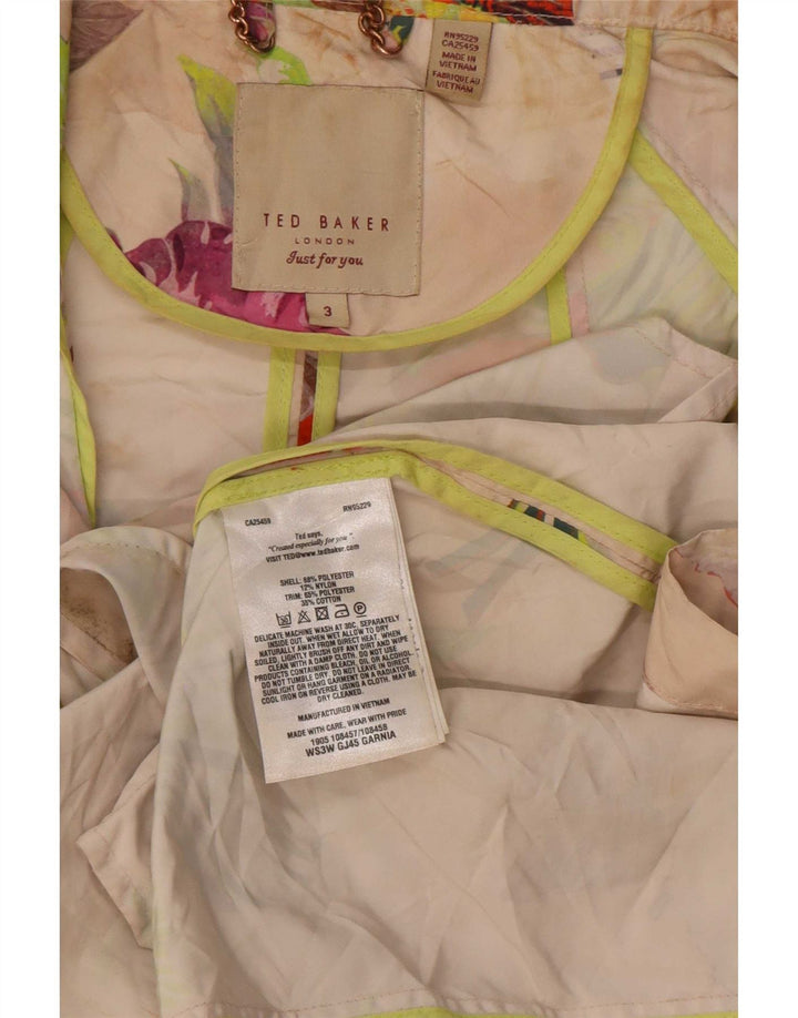 Ted Baker Veste de pluie à capuche pour femme Taille 3 Medium Multicolore Floral