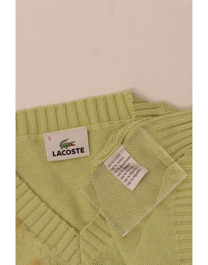 LACOSTE Homme Col V Pull Pull Taille 5 Grand Coton Vert