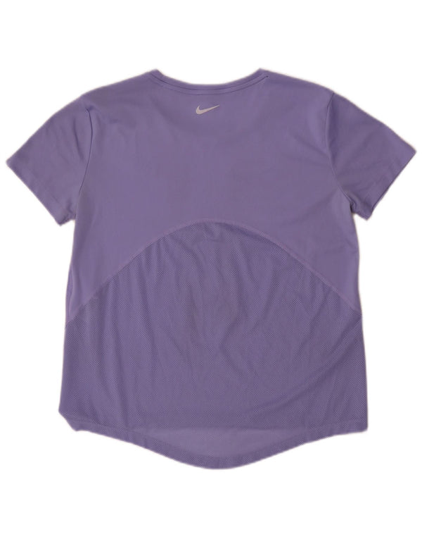 Nike Womens Dri Fit T-Shirt Top UK 10 Petit Violet Polyester