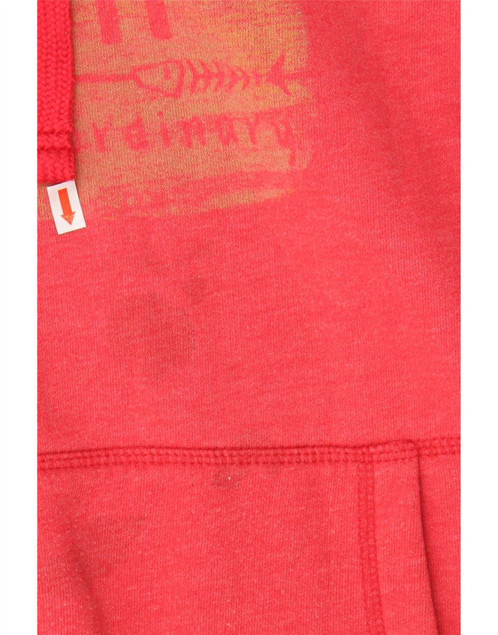 WEIRD FISH Mens Graphic Hoodie Jumper Small Red Cotton