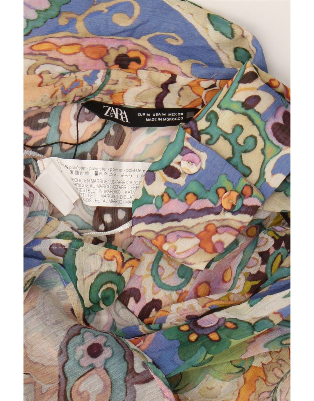Zara Chemisier surdimensionné pour femme UK 14 Medium Multicolore Paisley